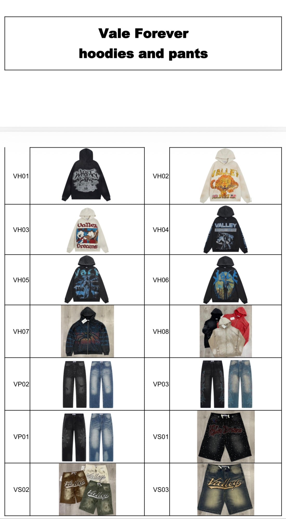 Any Vale Forever hoodies and pants