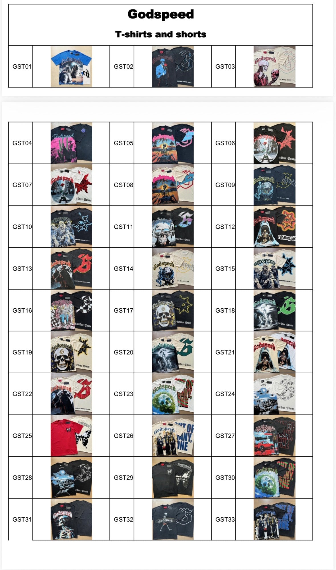 Godspeed T shirts and shorts