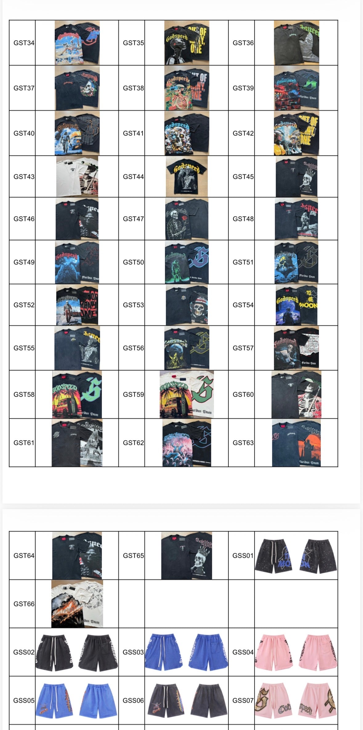 Godspeed T shirts and shorts